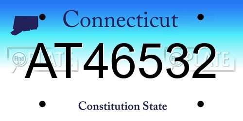 AT46532 Connecticut License Plate