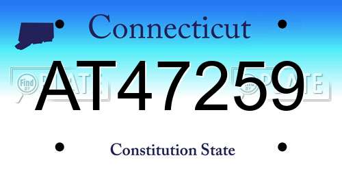 AT47259 Connecticut License Plate