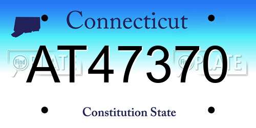 AT47370 Connecticut License Plate