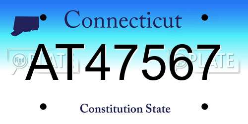AT47567 Connecticut License Plate