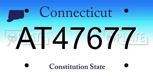 AT47677 Connecticut License Plate