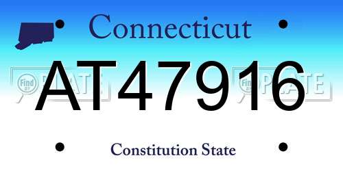 AT47916 Connecticut License Plate