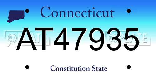 AT47935 Connecticut License Plate