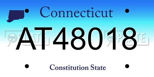 AT48018 Connecticut License Plate