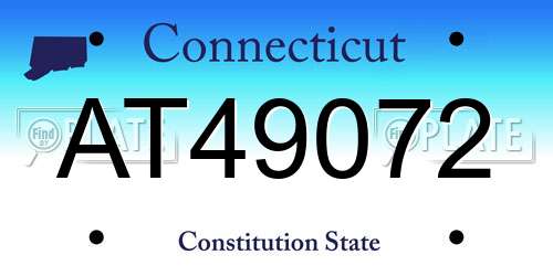 AT49072 Connecticut License Plate