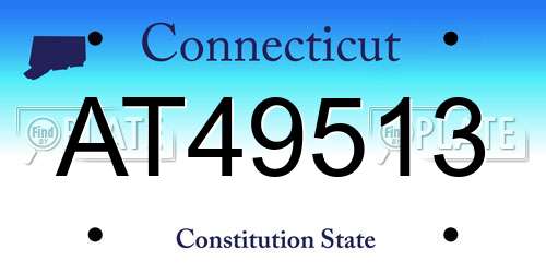 AT49513 Connecticut License Plate