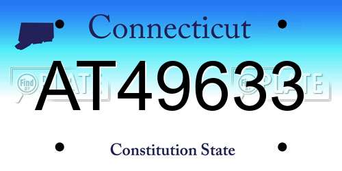 AT49633 Connecticut License Plate
