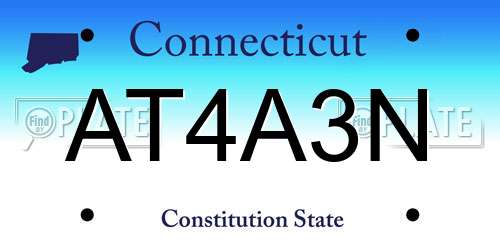 AT4A3N Connecticut License Plate