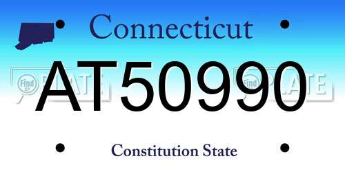 AT50990 Connecticut License Plate