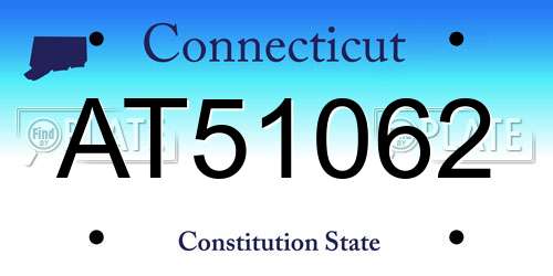 AT51062 Connecticut License Plate
