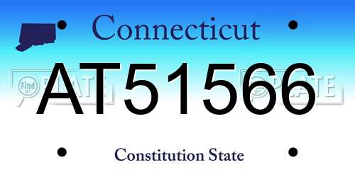 AT51566 Connecticut License Plate