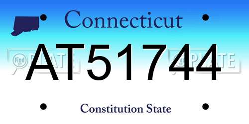 AT51744 Connecticut License Plate