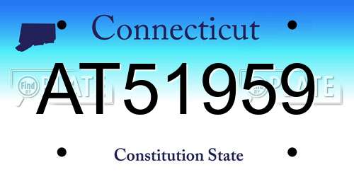AT51959 Connecticut License Plate