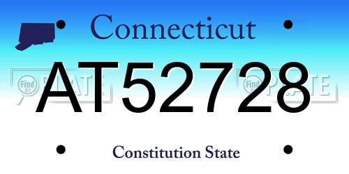 AT52728 Connecticut License Plate