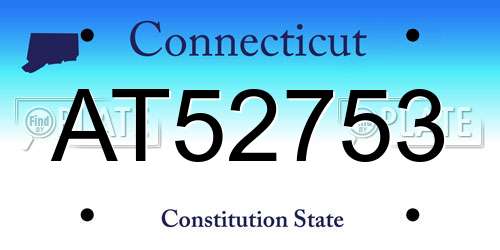 AT52753 Connecticut License Plate