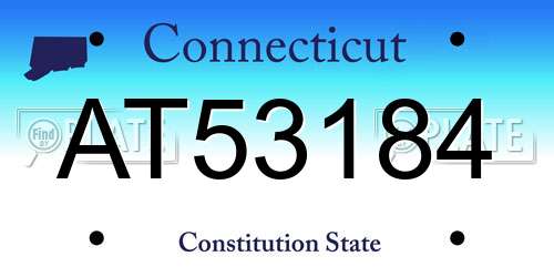 AT53184 Connecticut License Plate