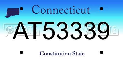 AT53339 Connecticut License Plate