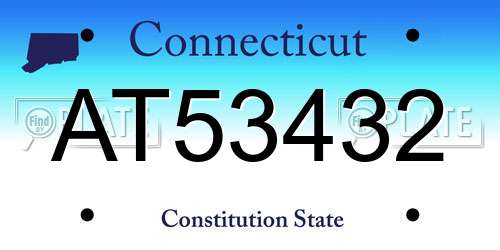 AT53432 Connecticut License Plate