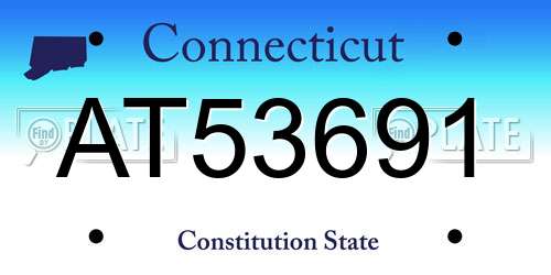 AT53691 Connecticut License Plate