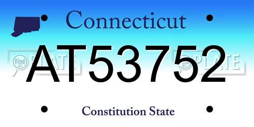 AT53752 Connecticut License Plate