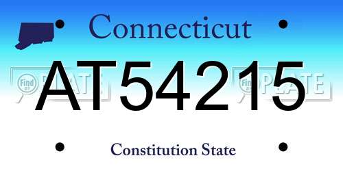 AT54215 Connecticut License Plate