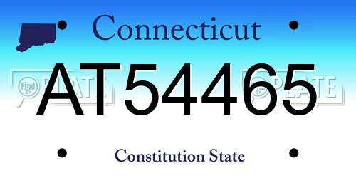 AT54465 Connecticut License Plate