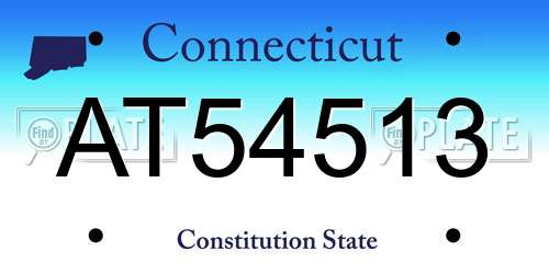 AT54513 Connecticut License Plate