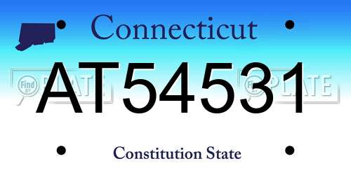 AT54531 Connecticut License Plate