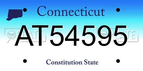 AT54595 Connecticut License Plate