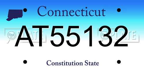 AT55132 Connecticut License Plate