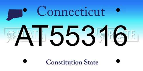 AT55316 Connecticut License Plate