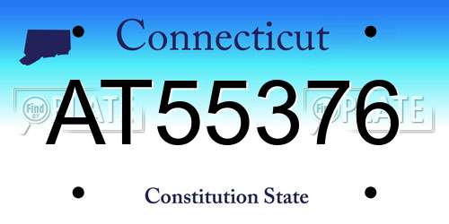 AT55376 Connecticut License Plate