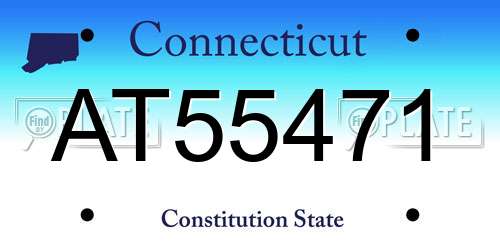 AT55471 Connecticut License Plate