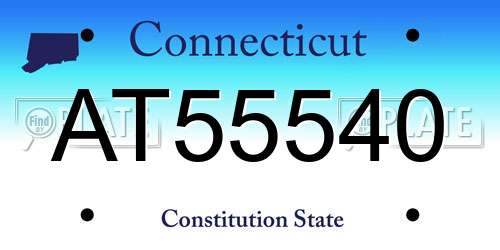 AT55540 Connecticut License Plate