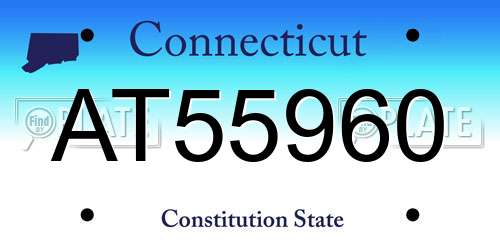 AT55960 Connecticut License Plate