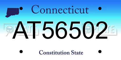 AT56502 Connecticut License Plate