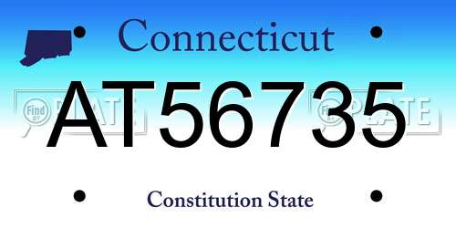 AT56735 Connecticut License Plate