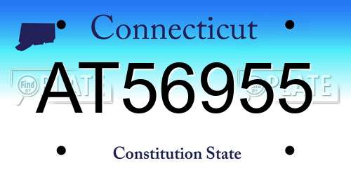 AT56955 Connecticut License Plate