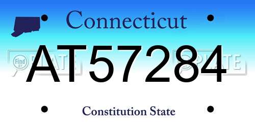 AT57284 Connecticut License Plate
