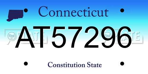 AT57296 Connecticut License Plate