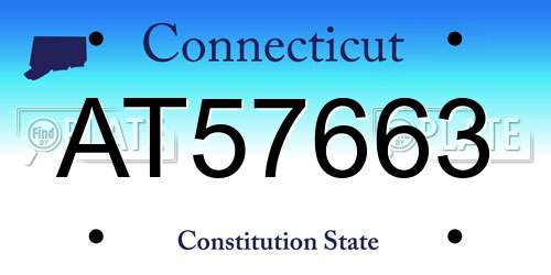 AT57663 Connecticut License Plate