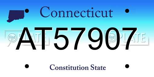 AT57907 Connecticut License Plate