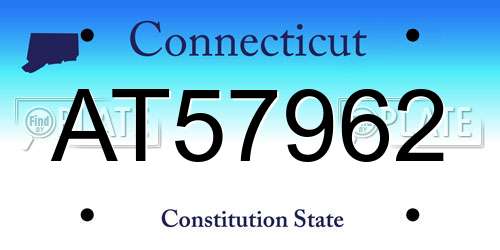 AT57962 Connecticut License Plate