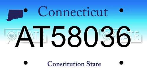 AT58036 Connecticut License Plate