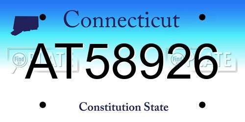 AT58926 Connecticut License Plate
