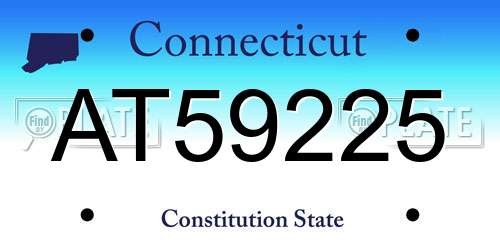 AT59225 Connecticut License Plate