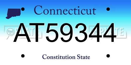AT59344 Connecticut License Plate