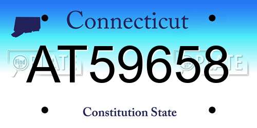 AT59658 Connecticut License Plate
