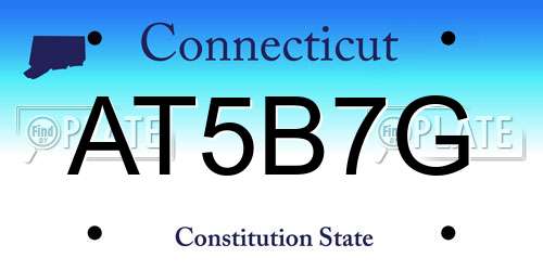 AT5B7G Connecticut License Plate