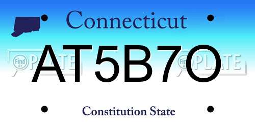 AT5B7O Connecticut License Plate